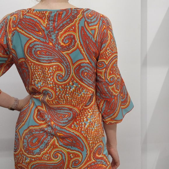 🍊Glam Bright Patterned Summer Dress Sz S - Picture 4 of 7